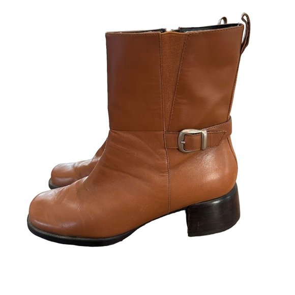 Westies Shoes Westies Boots Brown Leather Boots Y2k Square Toe Side Zipper Size 75 M Poshmark